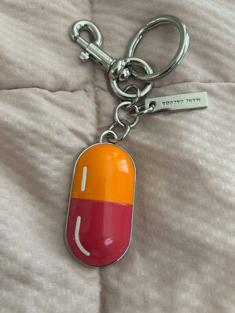 Marc Jacobs Orange and Pink Pill Keychain Charm
